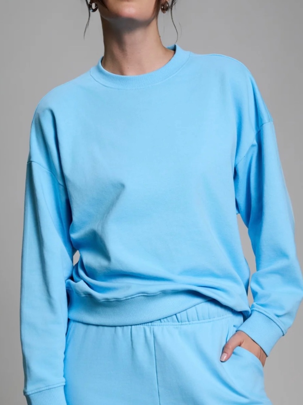 NWT‎ Year of Ours Sky Blue M/L Oversized Crewneck 100% Cotton Sweatshirt